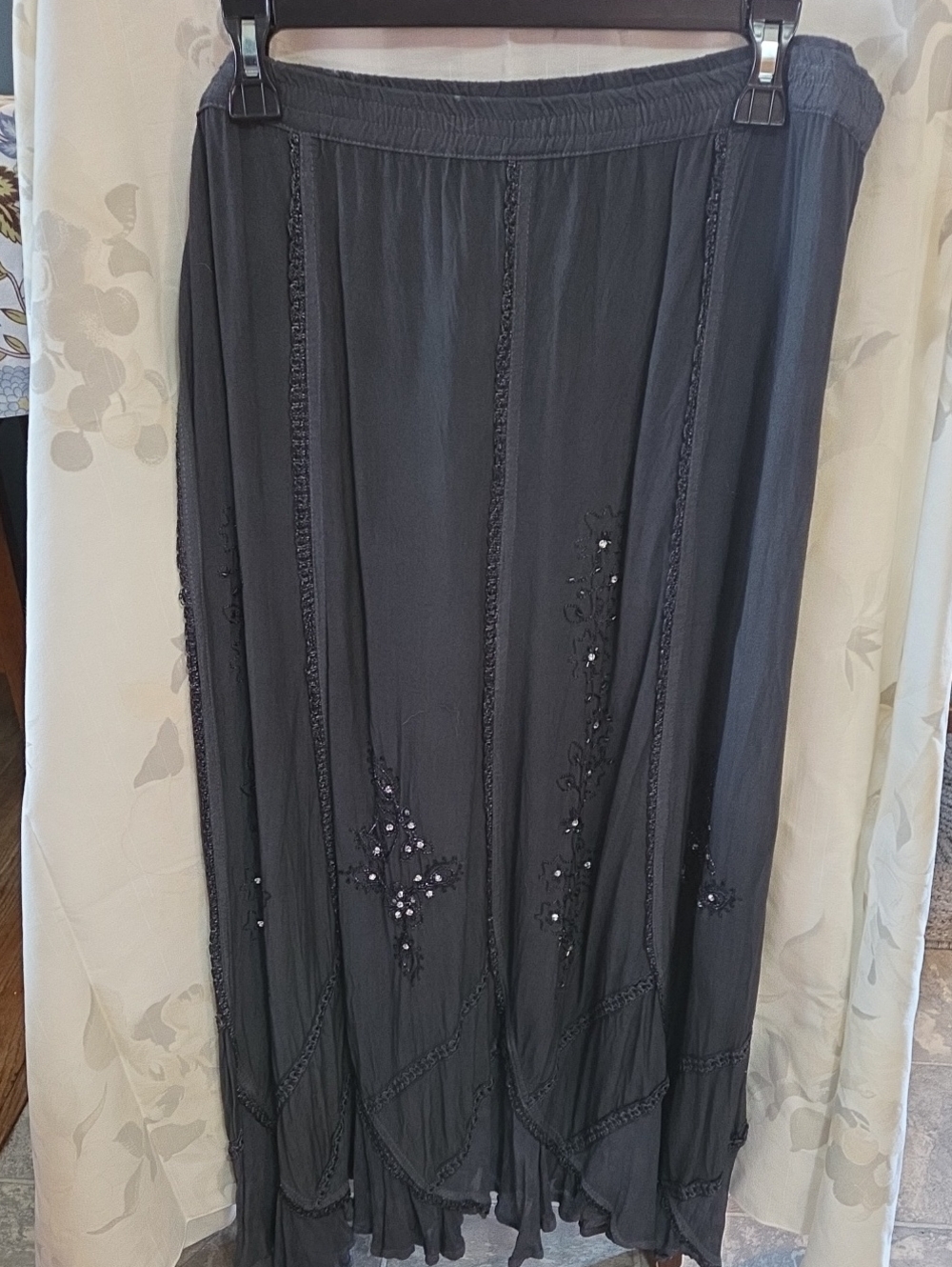 Soft Surroundings Dark Blue Embellished Maxi Skirt